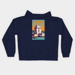 A Vintage Travel Art of Lisbon - Portugal Kids Hoodie